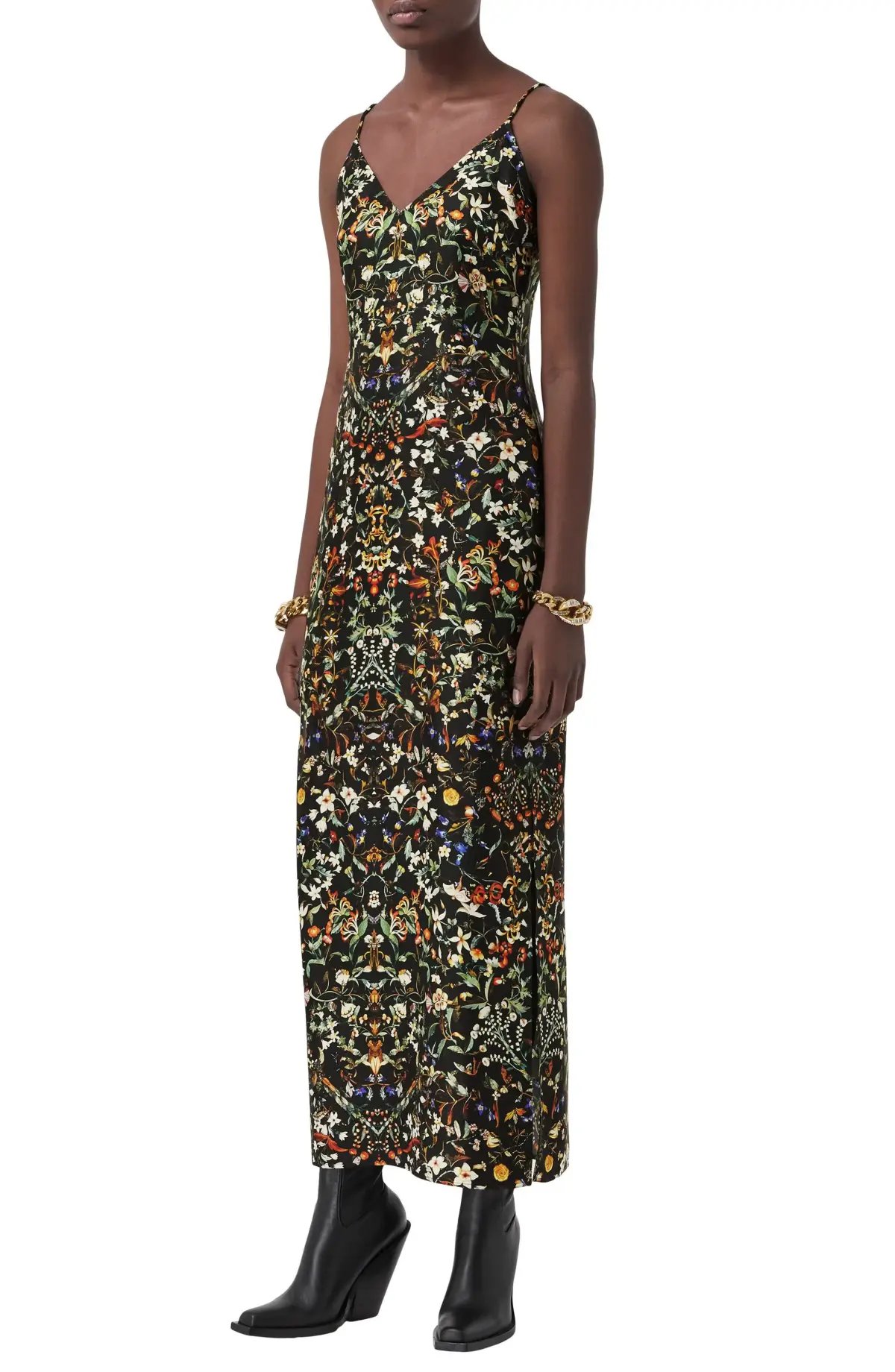 Burberry Maris Floral Silk Slip Dress Black Size 10 photo 2