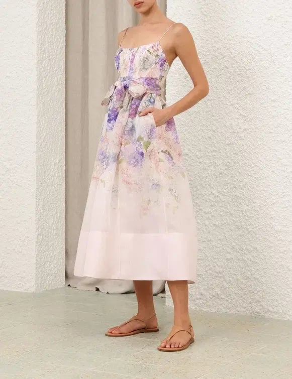 Zimmermann Dawning Corset Midi Dress Multi Hydrangea Size 3 / AU 14 photo 2