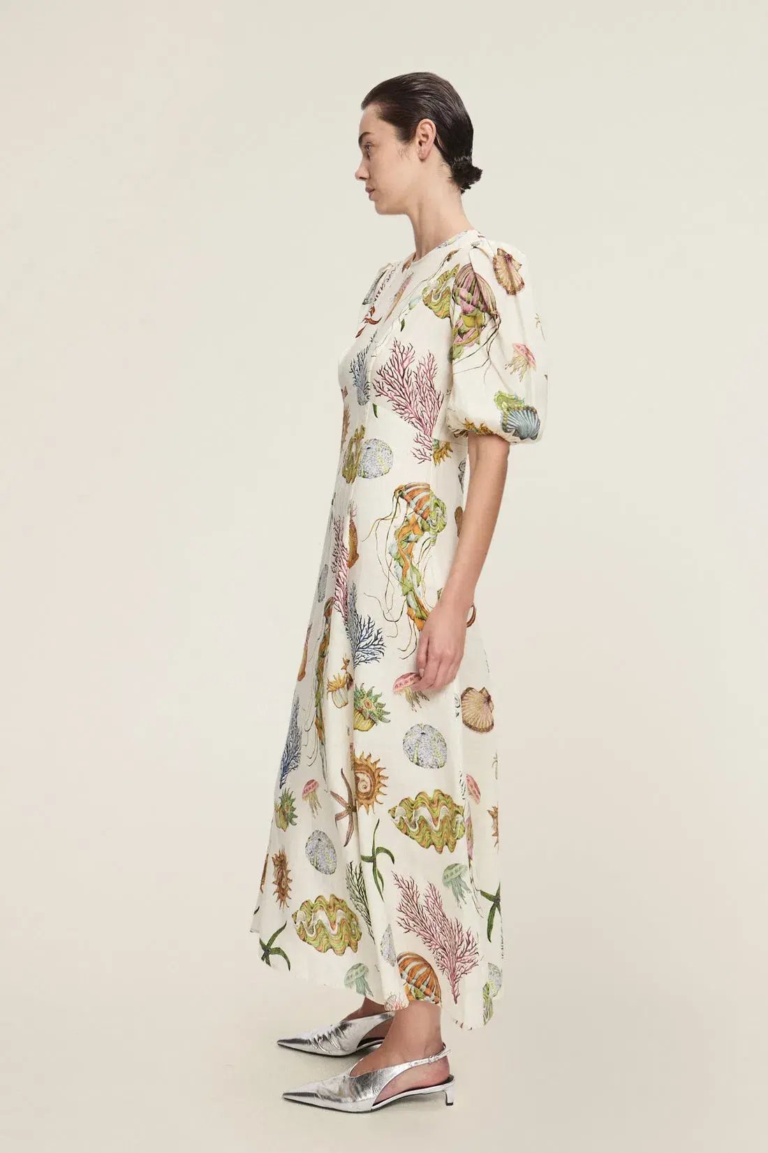 Alemais Sea Midi Dress Cream Size 16 photo 2