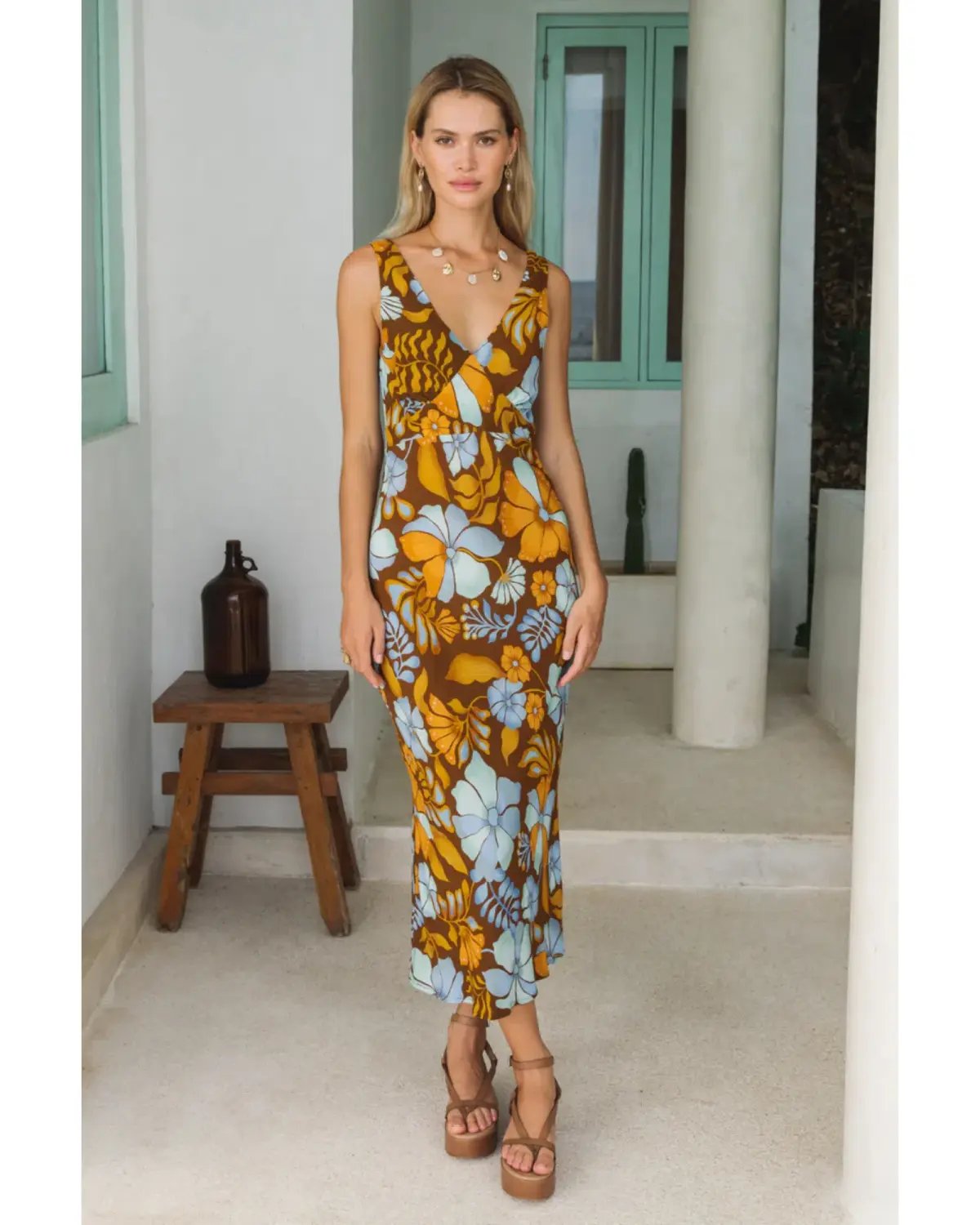 Nine Lives Bazaar Sara Bias Midi Dress Bamboo Size AU 10 photo 4