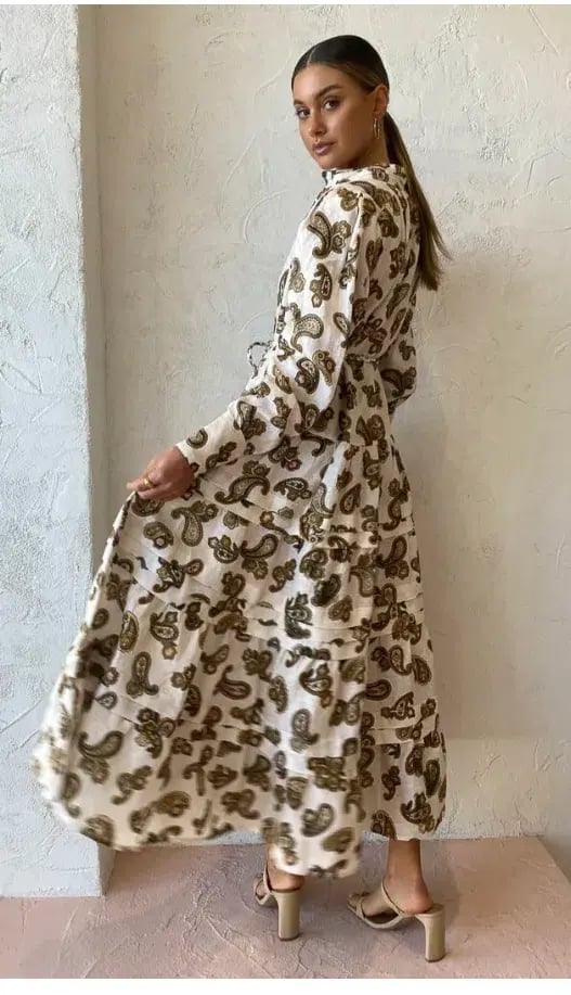 Alemais Mia Midi Dress Cream Paisley Size 10 photo 3
