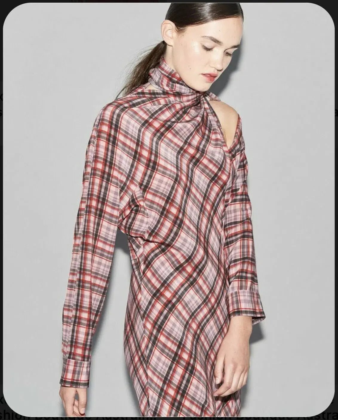 Scanlan Theodore Plaid Tie Shoulder Dress Print Size 10 photo 3