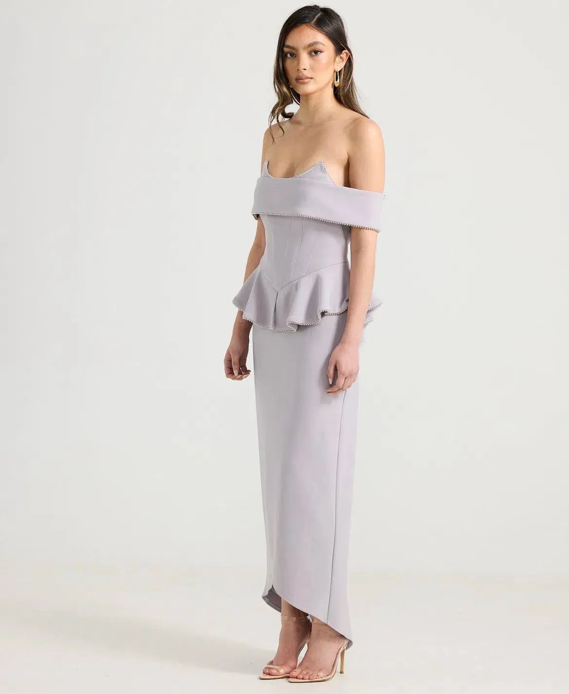 Derma Department Zendaya Gown Grey Mauve Size 16 photo 2