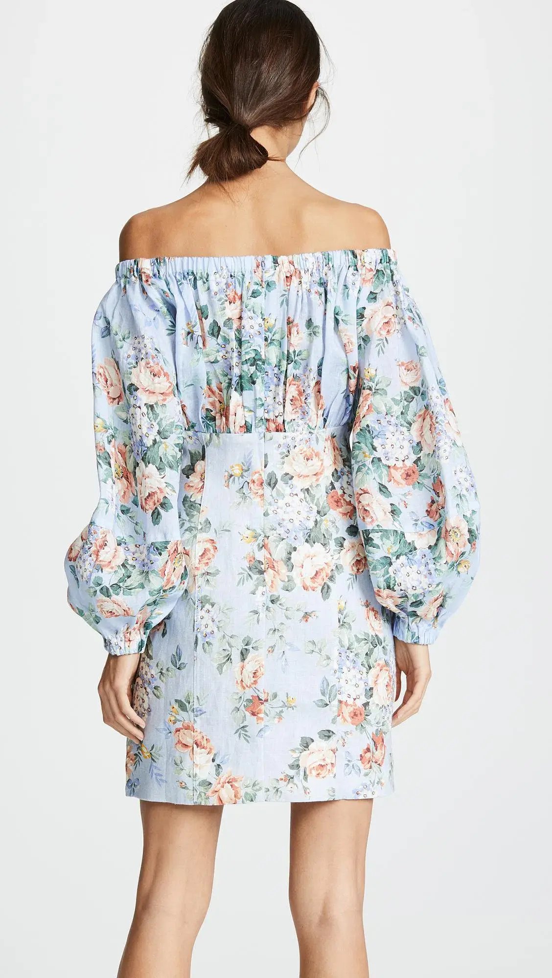 Zimmermann Bowie Off Shoulder Mini Dress Blue Floral Size 8 photo 3