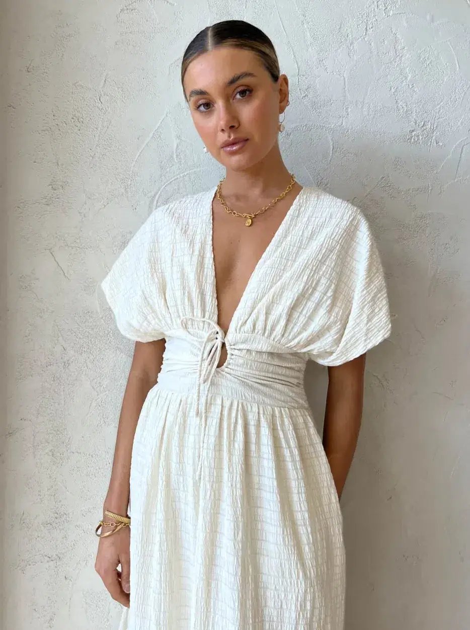 Sovere Lucid Midi Dress in Porcelain Size 10 / M photo 4