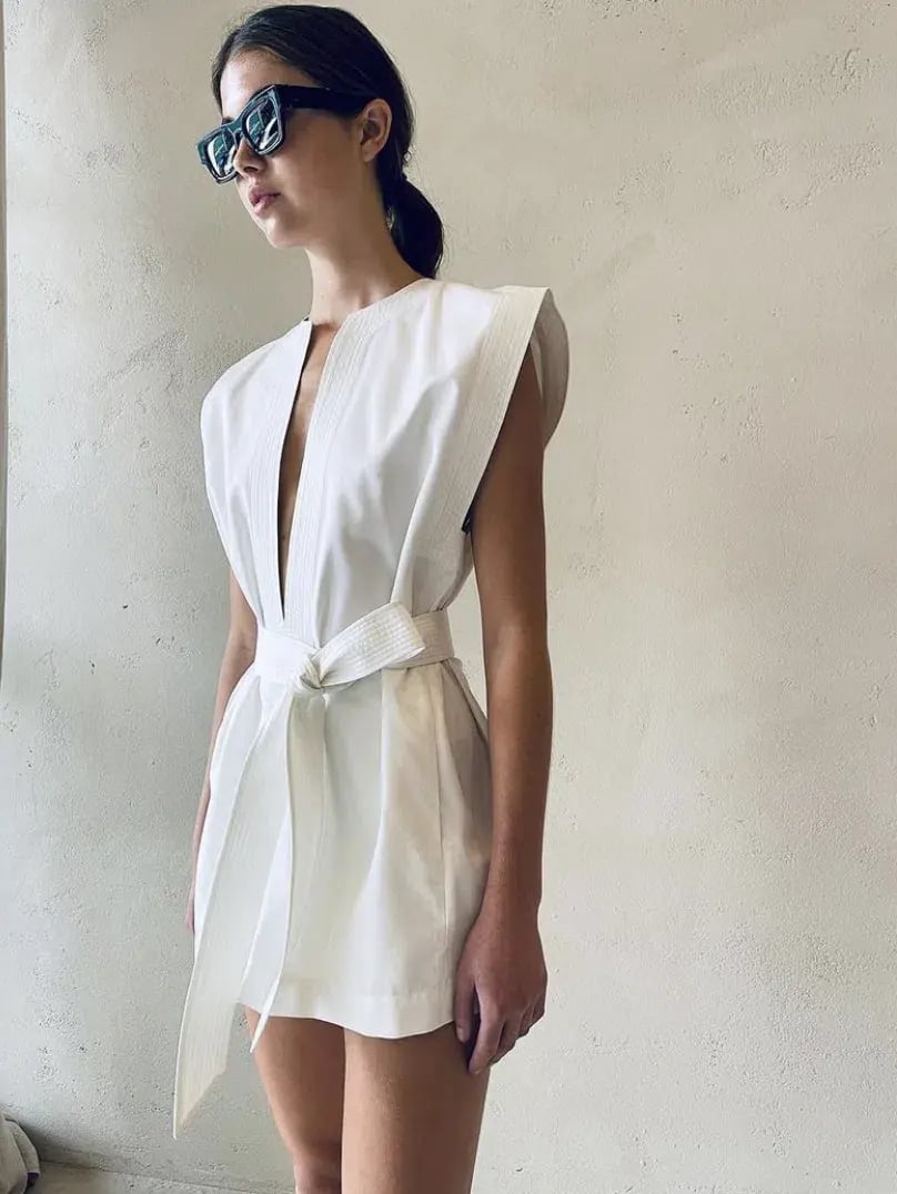 Wardrobe NYC Mini Kaftan Dress White Size 8/S photo 3