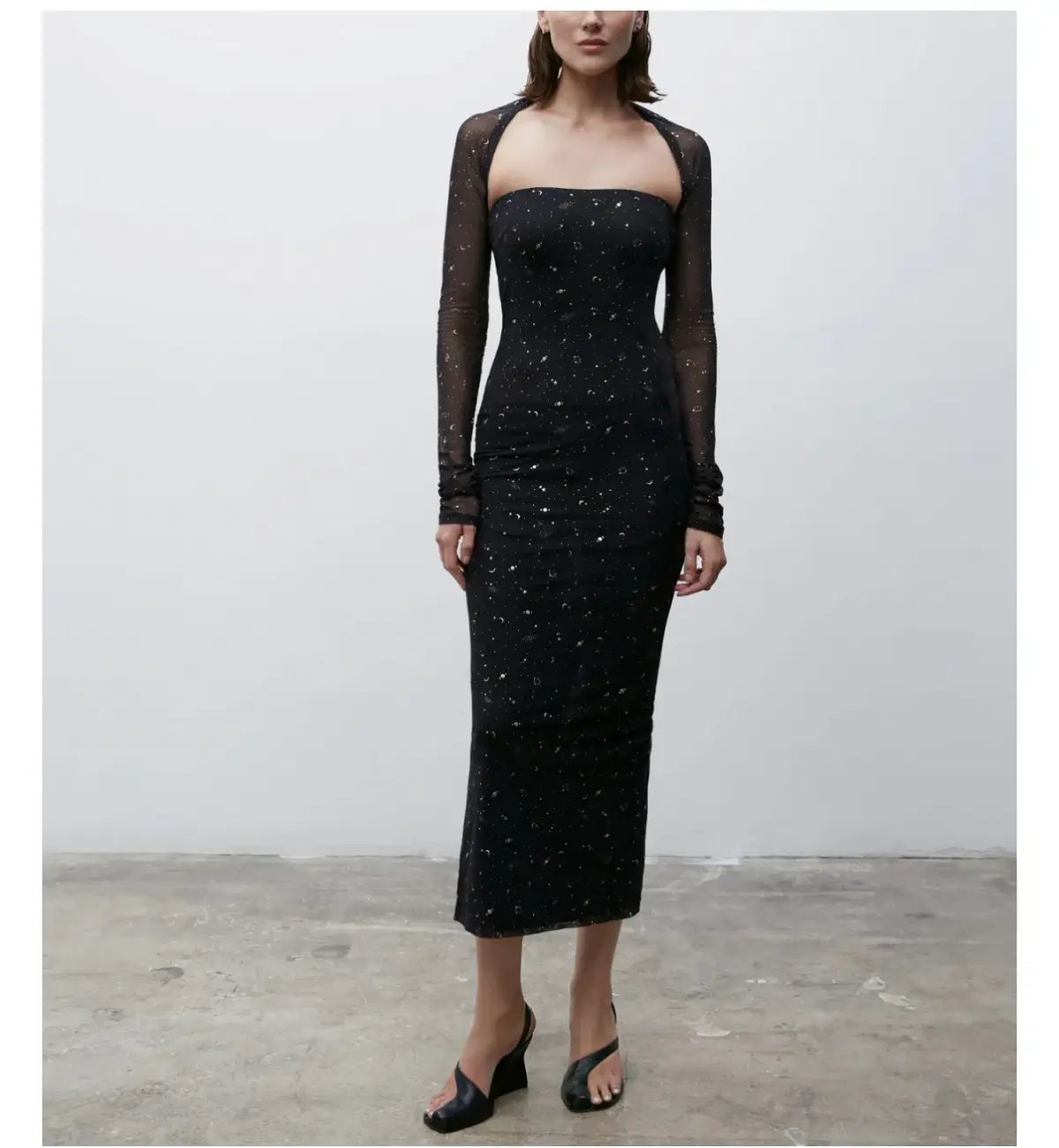 Paris Georgia Galaxy Maxi Dress Shrug Black Size AU 8 photo 5