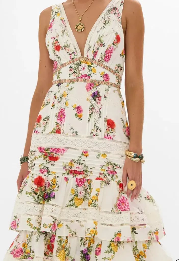 Camilla Tiered Ruffle Hem Dress Egyptian Rose Size M (12) photo 3