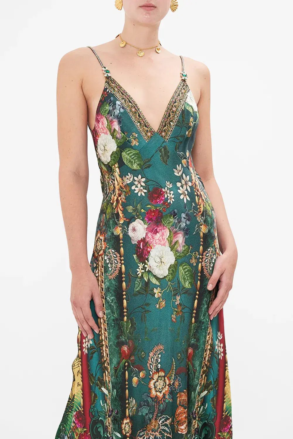 Camilla Verdis World V Neck Bias Slip Floral Size L / AU 14 photo 4
