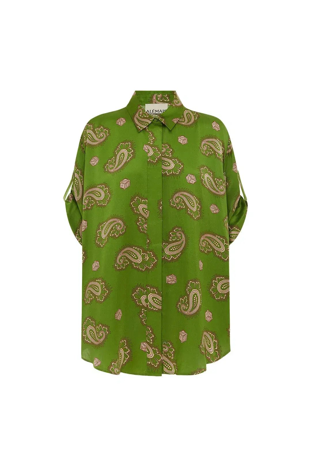 Alemais Dice Silk Shirt and Pant Set Green Size AU 14 photo 4