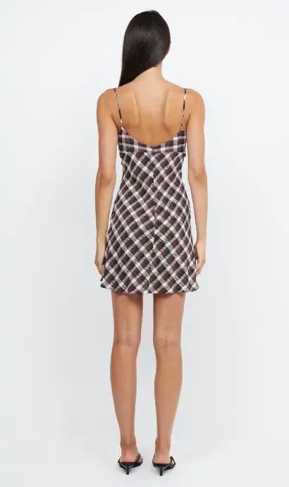 Bec & Bridge Chiara Tie Mini Dress Basket Weave Check Size 8 photo 4