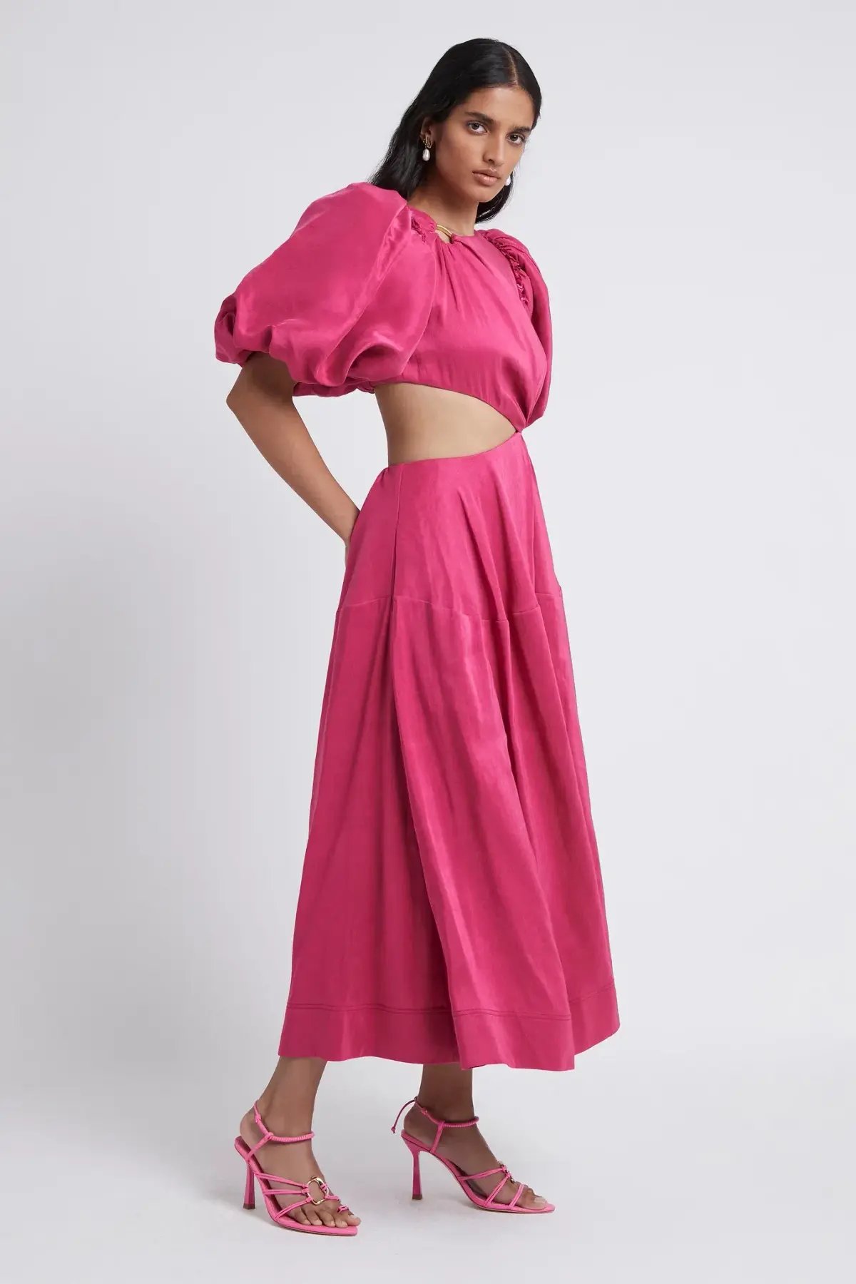 Aje Vanades Cut Out Ring Midi Dress Pink Size 14 photo 3