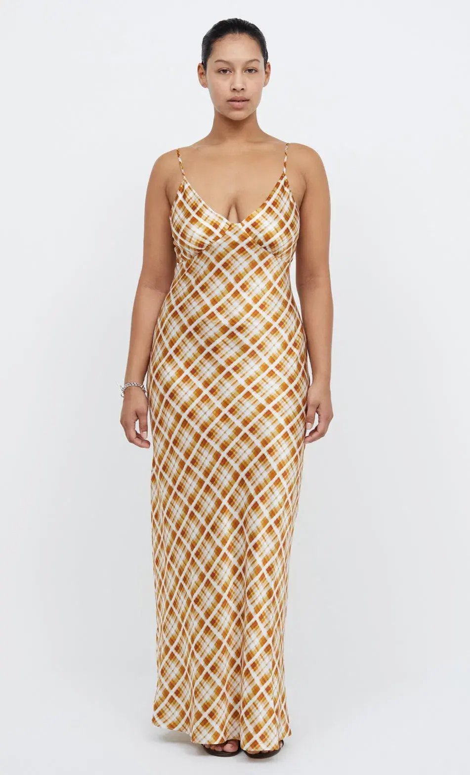 Bec & Bridge Amber V Maxi Dress Sunflower Check  Print Size 12 photo 3