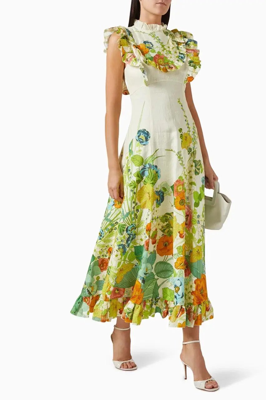 Alemais Constance Midi Ruffle Dress Floral Size 8 AU photo 5