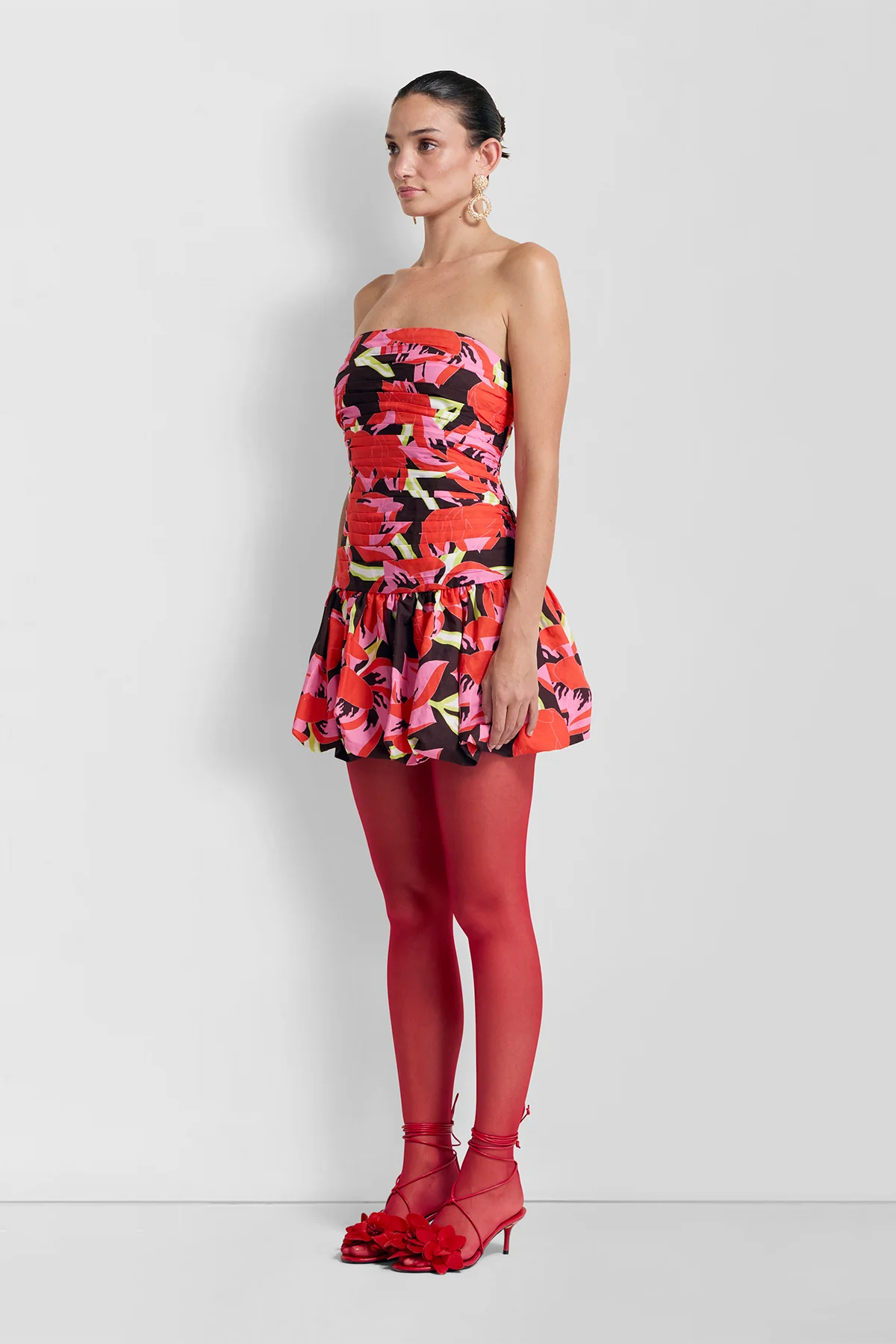 THE WOLF GANG DOLCIE STRAPLESS MINI DRESS - ROJO PRINT photo 3