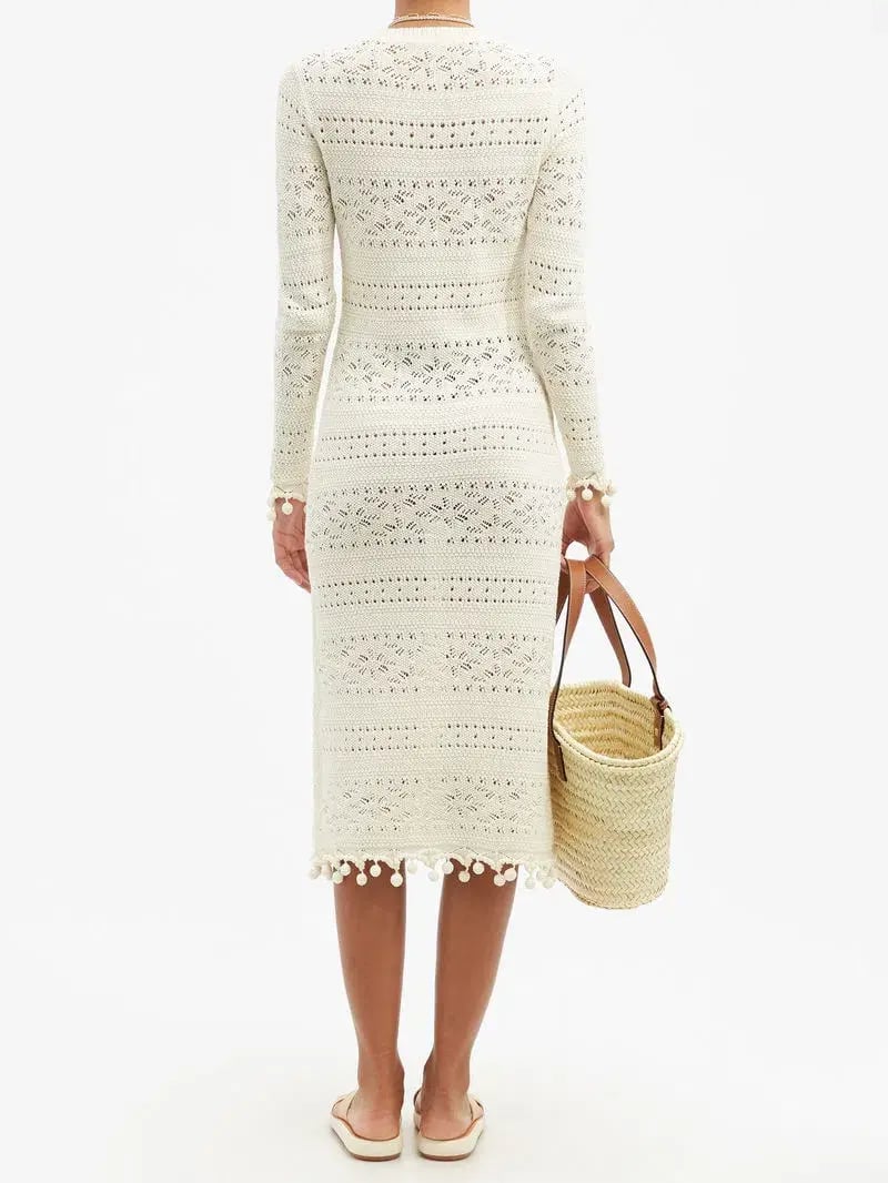 Zimmermann Postcard Cotton Lace-Knitted Midi White Size 0/ AU 8 photo 2
