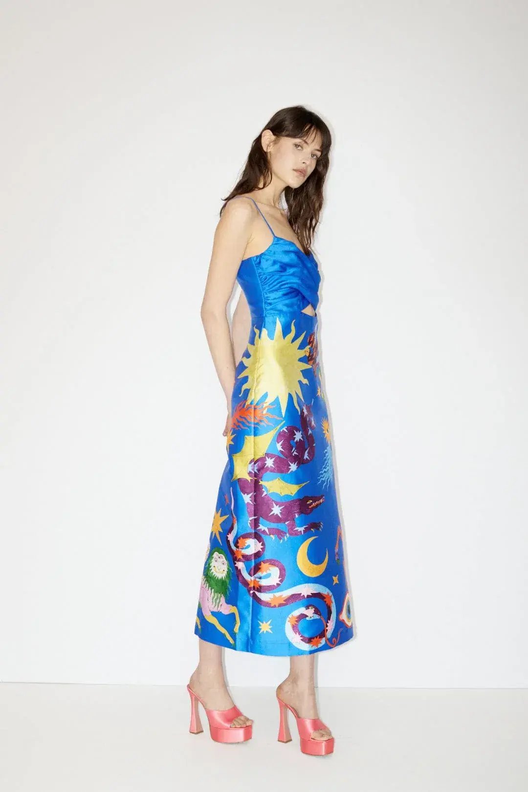 Alemais Guardian Midi Dress Blue Print Size 14 photo 4