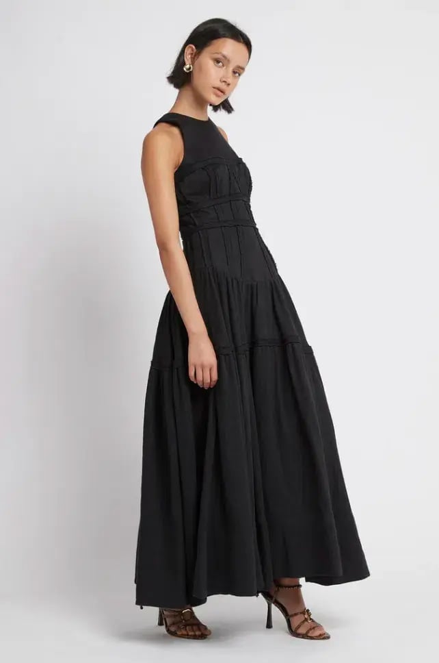 Aje Tidal Corset Midi Dress Black Size 6 photo 4