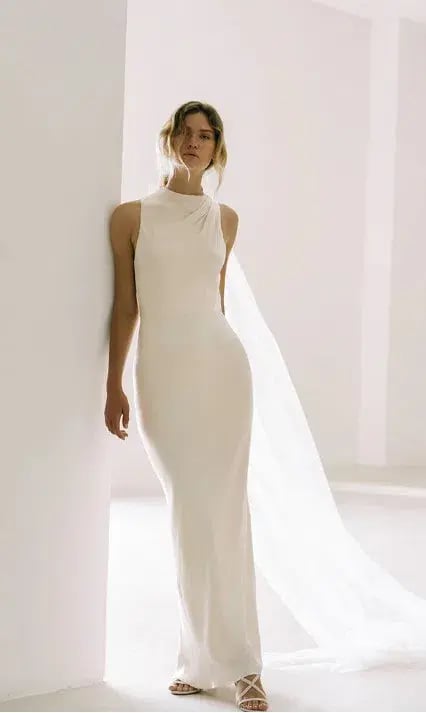 Shona Joy La Lune High Neck Maxi Dress Cream Size 10 photo 4