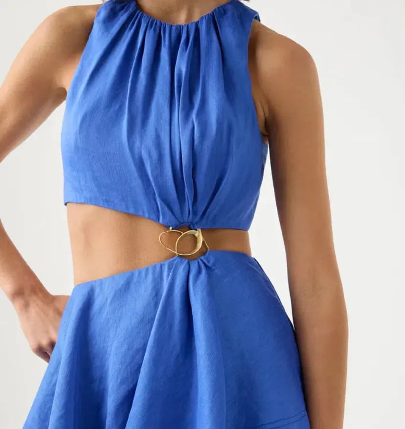 Aje Wave Cut Out Ring Midi Dress Marine Blue Size 12 / L photo 2