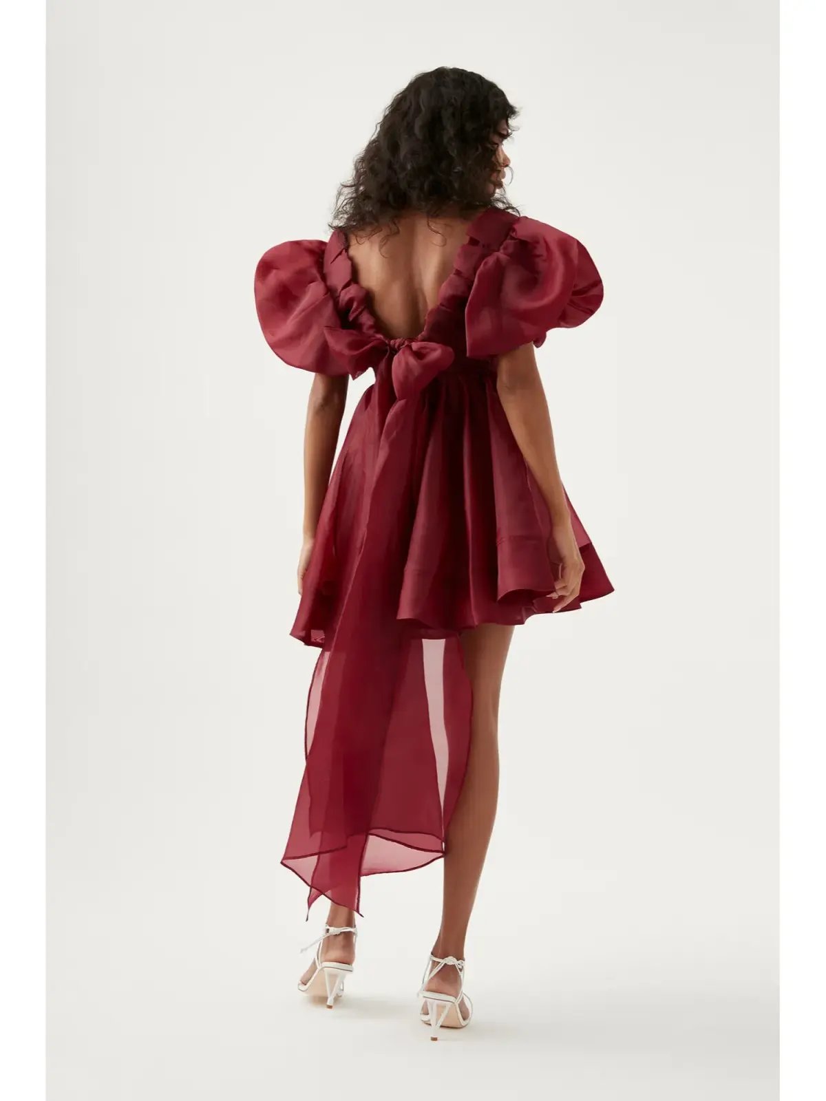Aje Gretta Organza Mini Dress Burgundy Size AU 10 photo 2