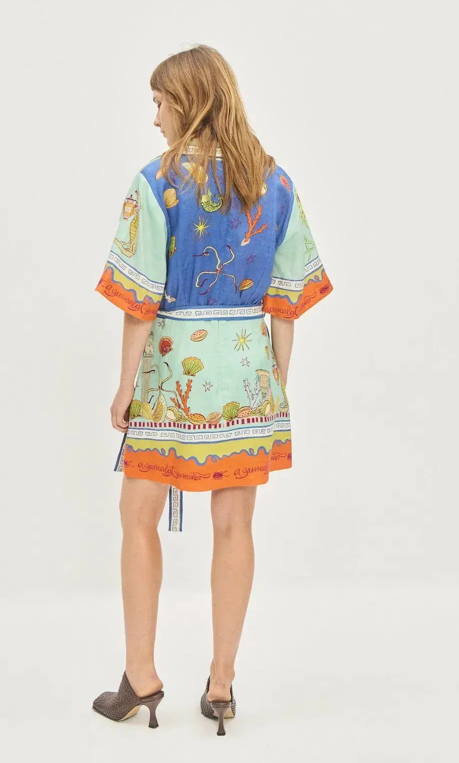 Alemais Surrealist Summer V Neck Mini Dress Multi Print Size 8 photo 2