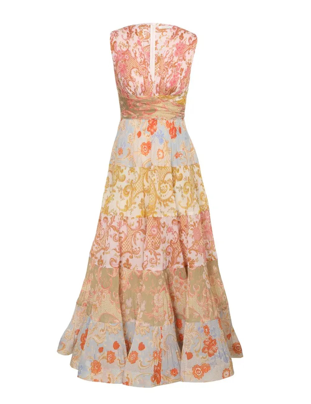 Zimmermann Postcard Pleated Midi Dress Spliced Print Size 0/ AU 8 photo 2