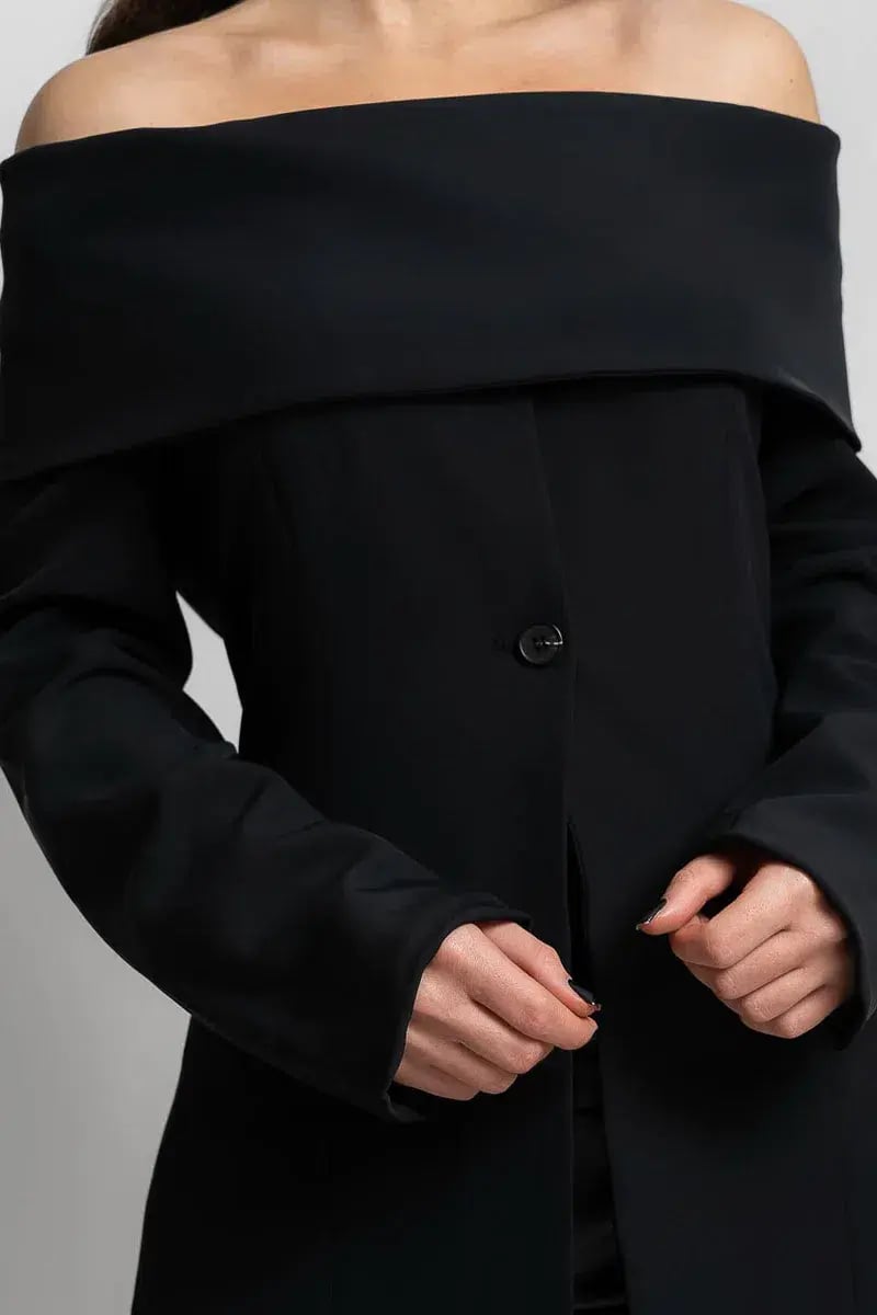 Sierra Darien Cut Out Shoulder Jacket and High Waist Loose Pants Set Black Size M / AU 10 photo 4