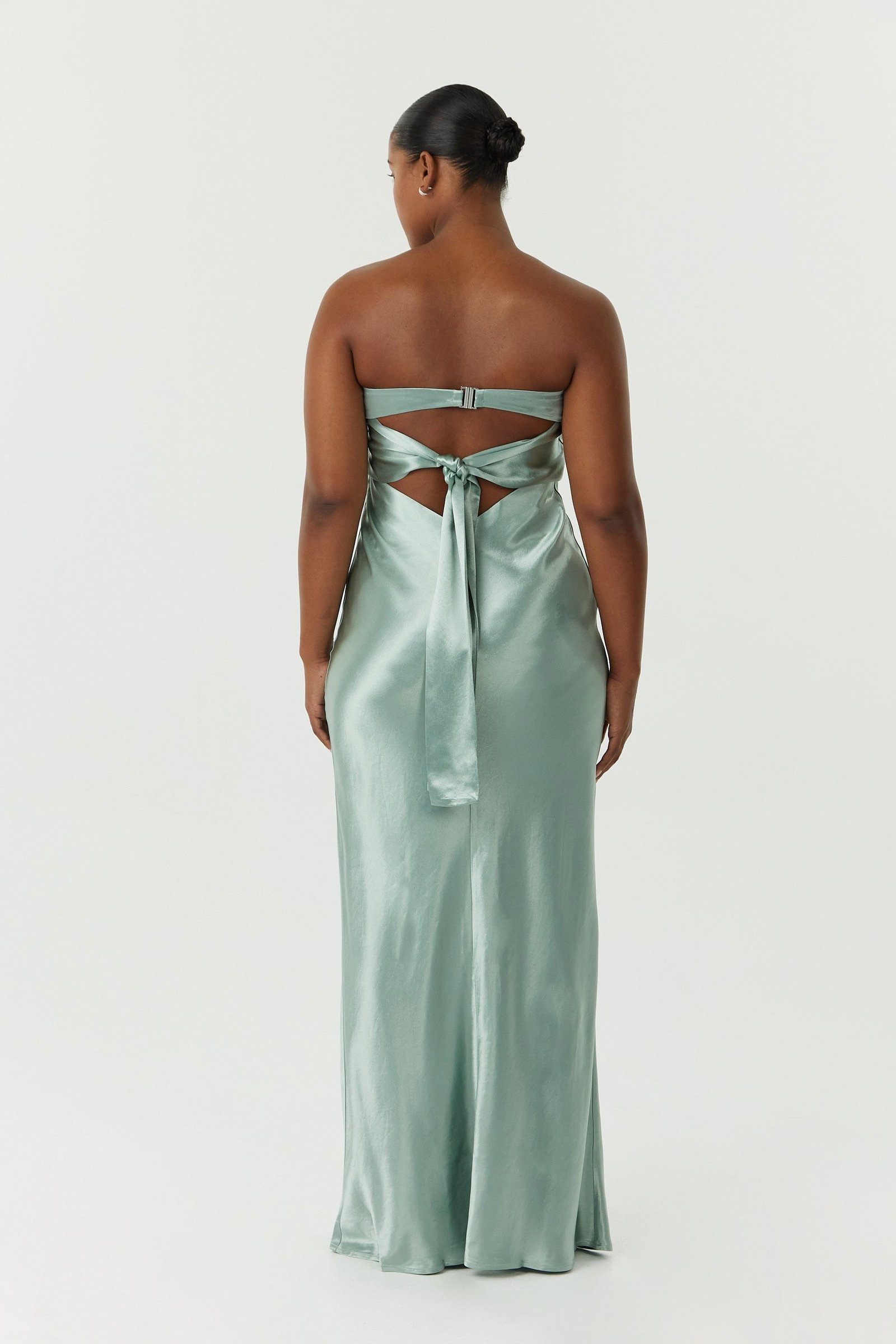 THIRD FORM SATIN TIE BACK STRAPLESS MAXI DRESS - WAVE photo 6