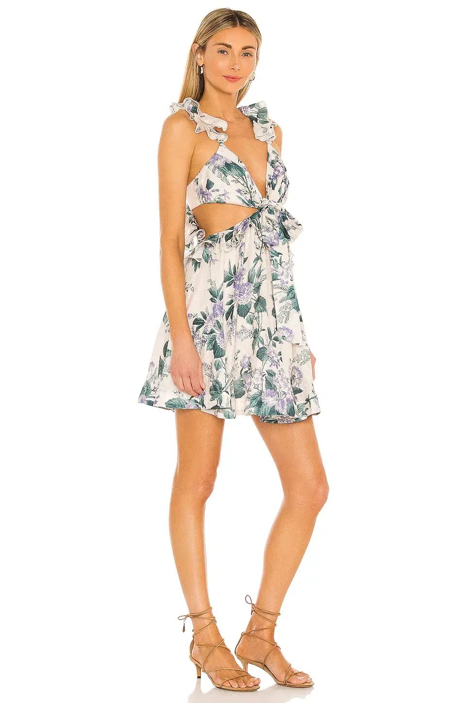 Zimmermann Cassia Ruffle Mini Dress Floral Size 1/Au 10 photo 3