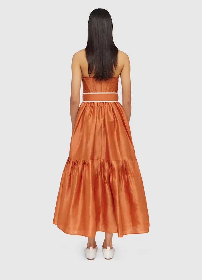 Leo Lin The Suffolk Bustier Dress Cinnamon Orange Size AU 8 photo 3