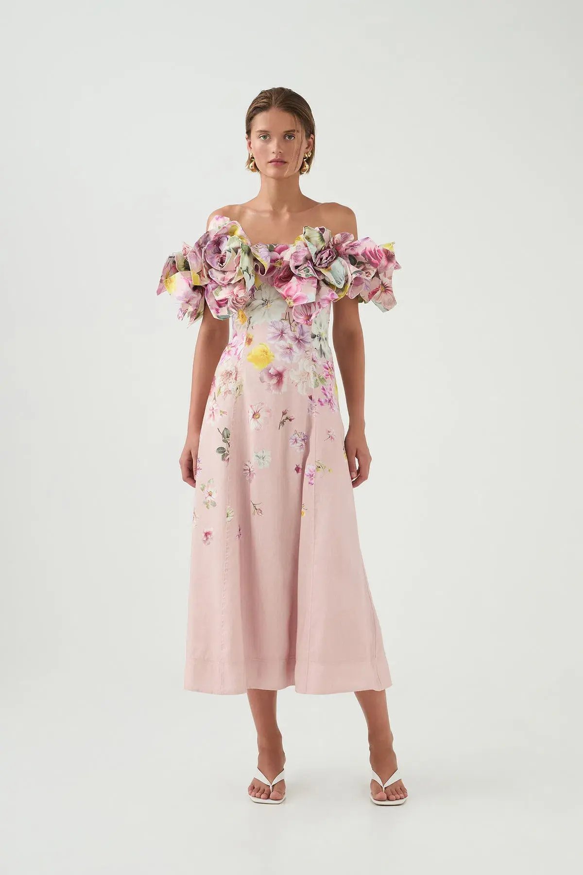 Aje Misha Maxi Dress Floral Pink Size 10 photo 2