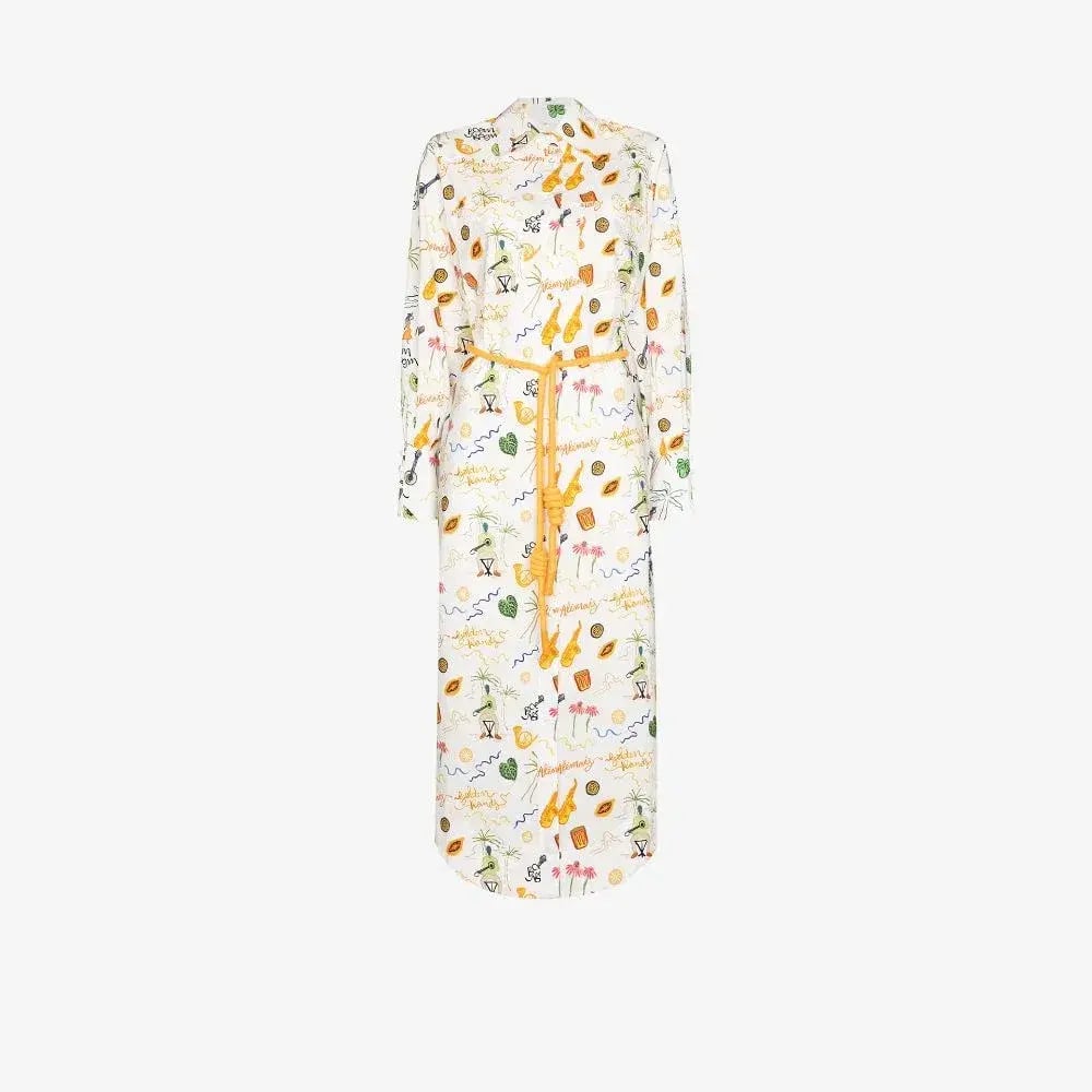 Alemais Sam Pauletto Golden Hand Midi Shirt Dress Print Size 10 photo 3