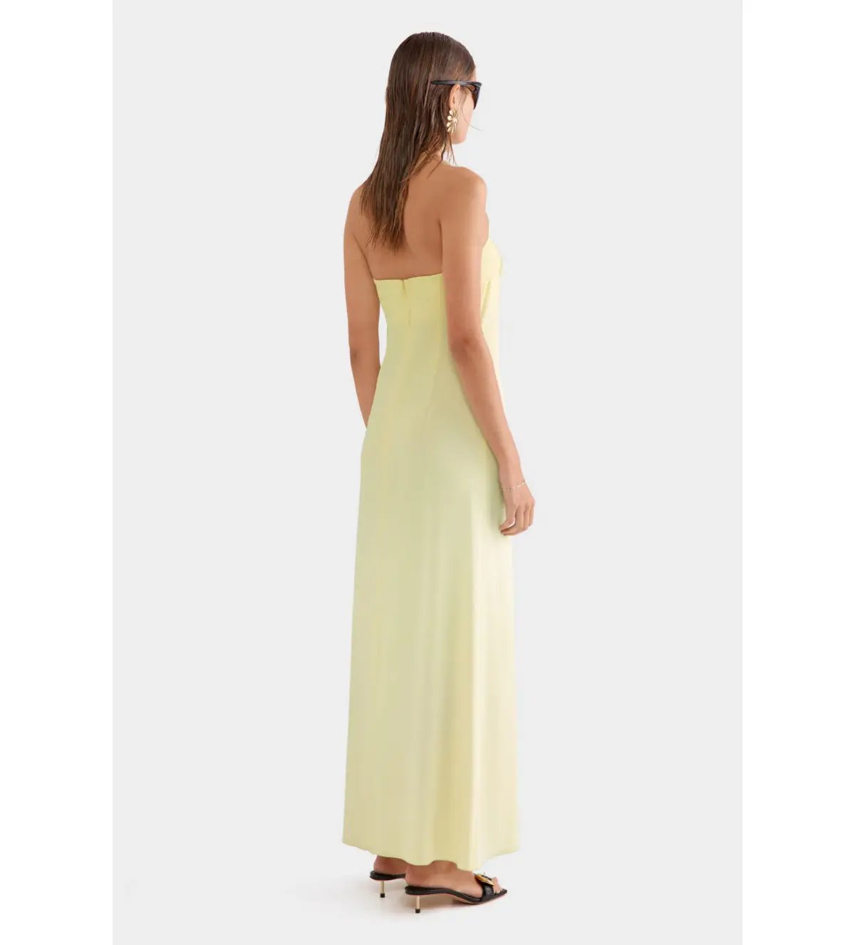 Venroy Beaded Strapless Maxi Dress Pastel Yellow Size 6 photo 3