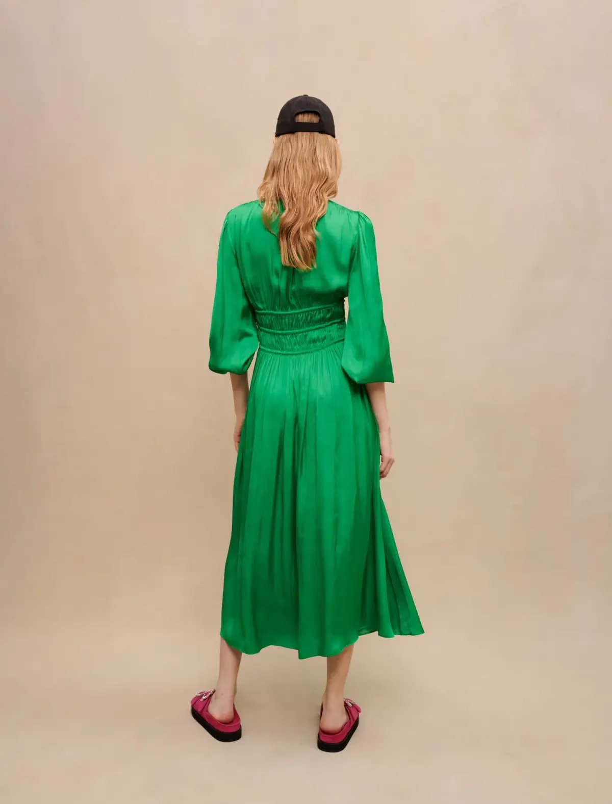 Maje Riannette Dress Midi Green Size 34 / AU 6 photo 3