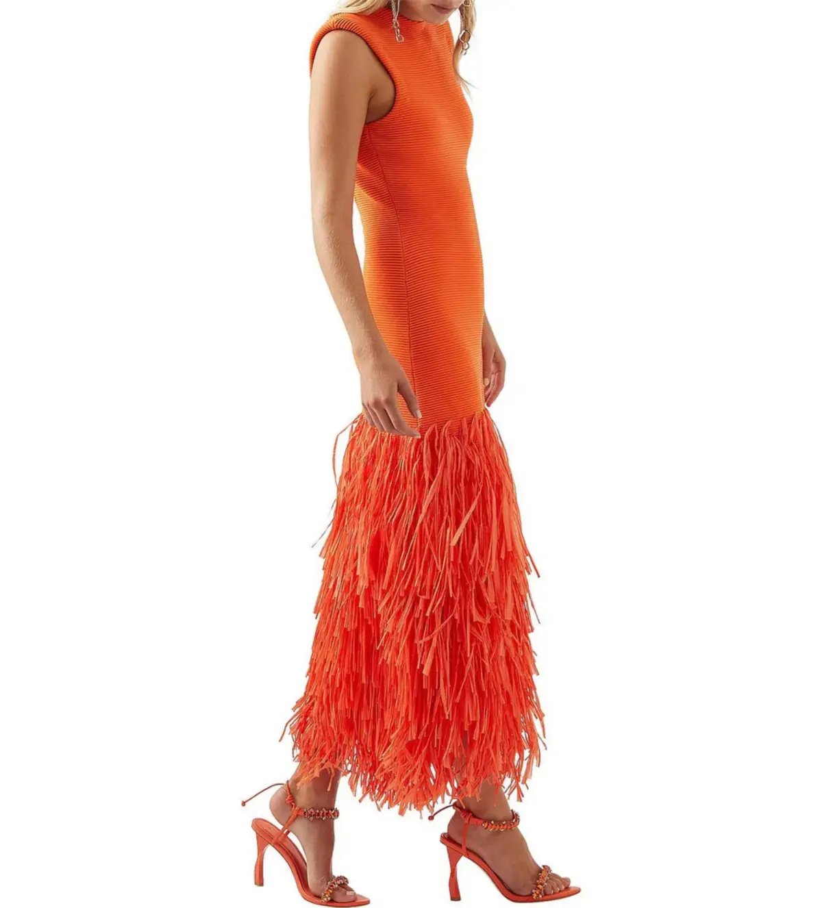 Aje Raffia Knit Midi Dress Orange Size M / AU 10 photo 3