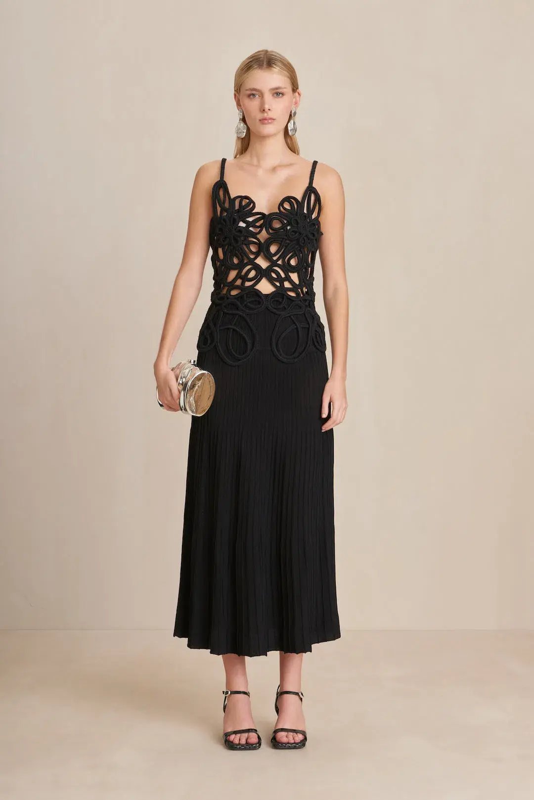 Cult Gaia Nalda Knit Midi Dress in Black Size XS / AU 6 photo 2