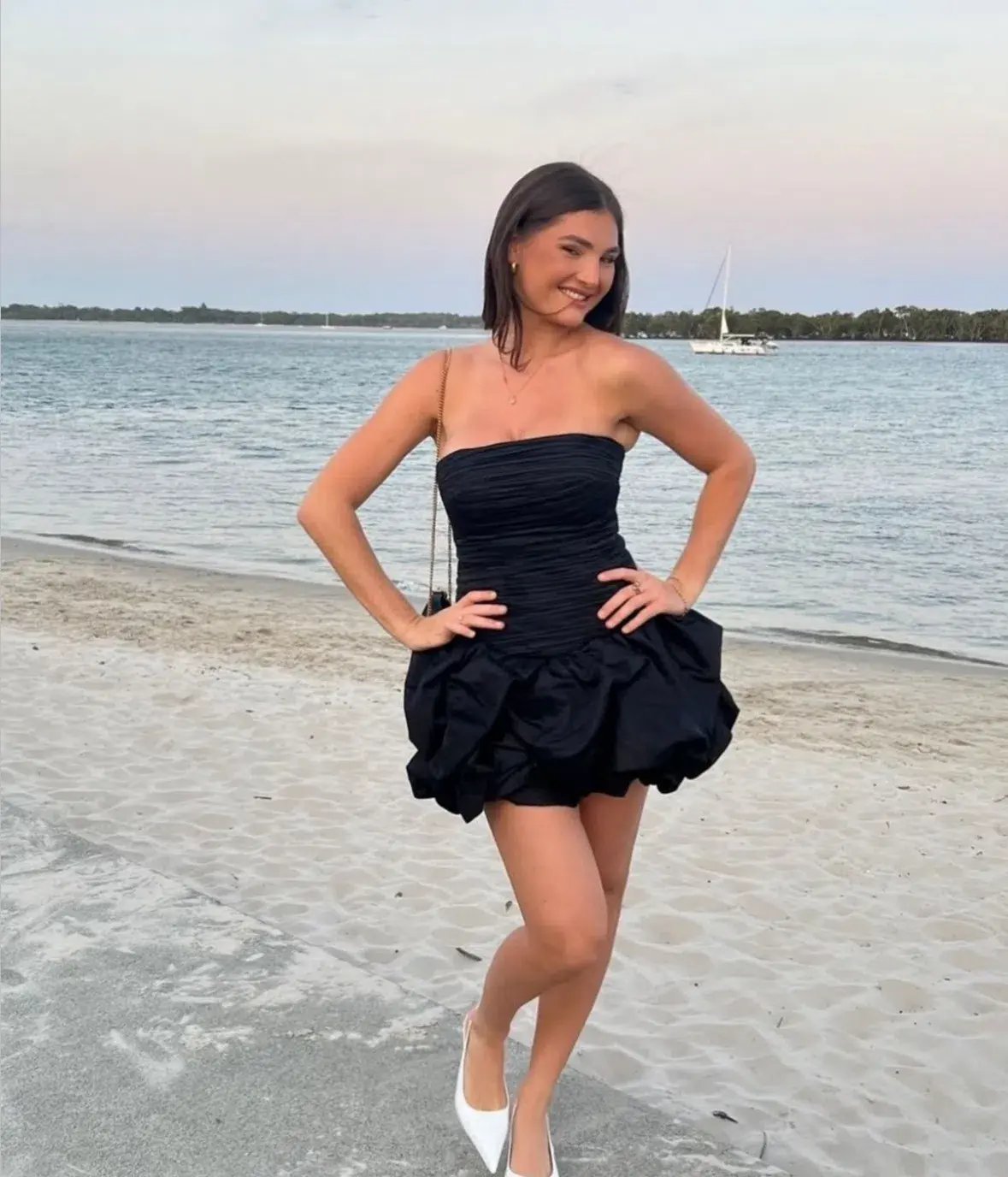 Aje Violette Bubble Hem Mini Dress Black Size 8 photo 5