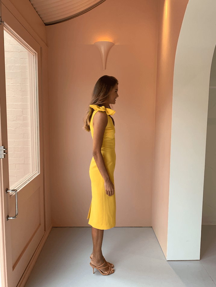 By Johnny Pollen Tie Midi Yellow Size 6 photo 3