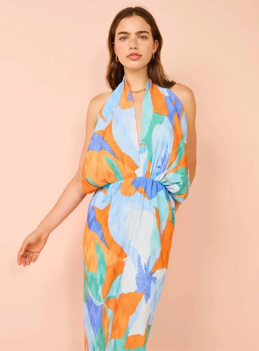 Lidee Riviera Sleeveless Gown In Capri Print Orange Size 6 photo 7