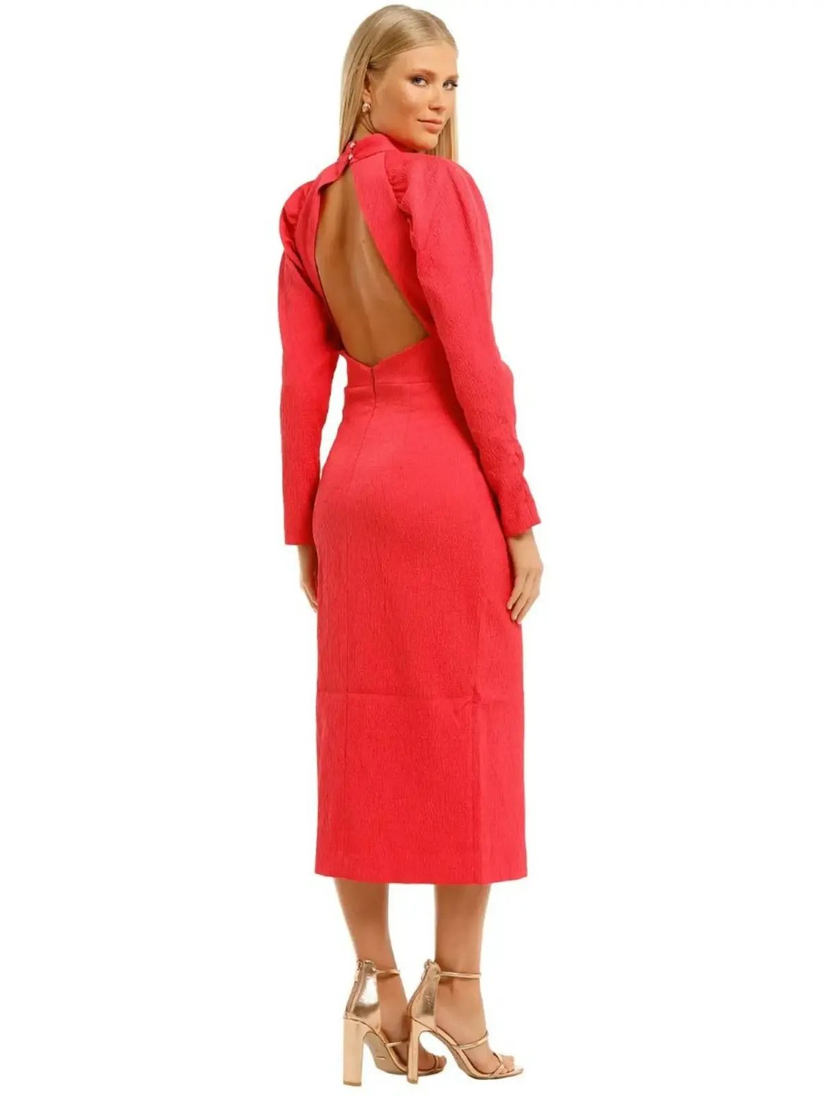 Rebecca Vallance Martini LS Midi Dress in Pink Size AU 14 photo 3