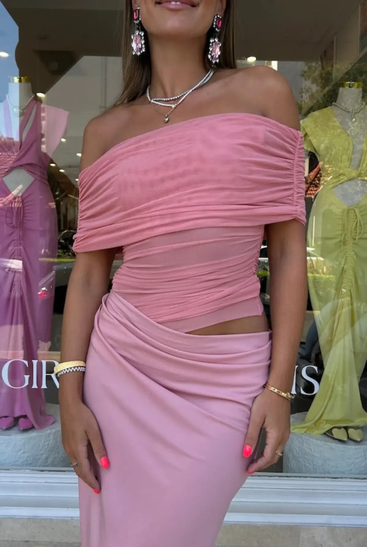 Benni Nico Off Shoulder Maxi Dress Candy Floss Size AU 8 photo 4
