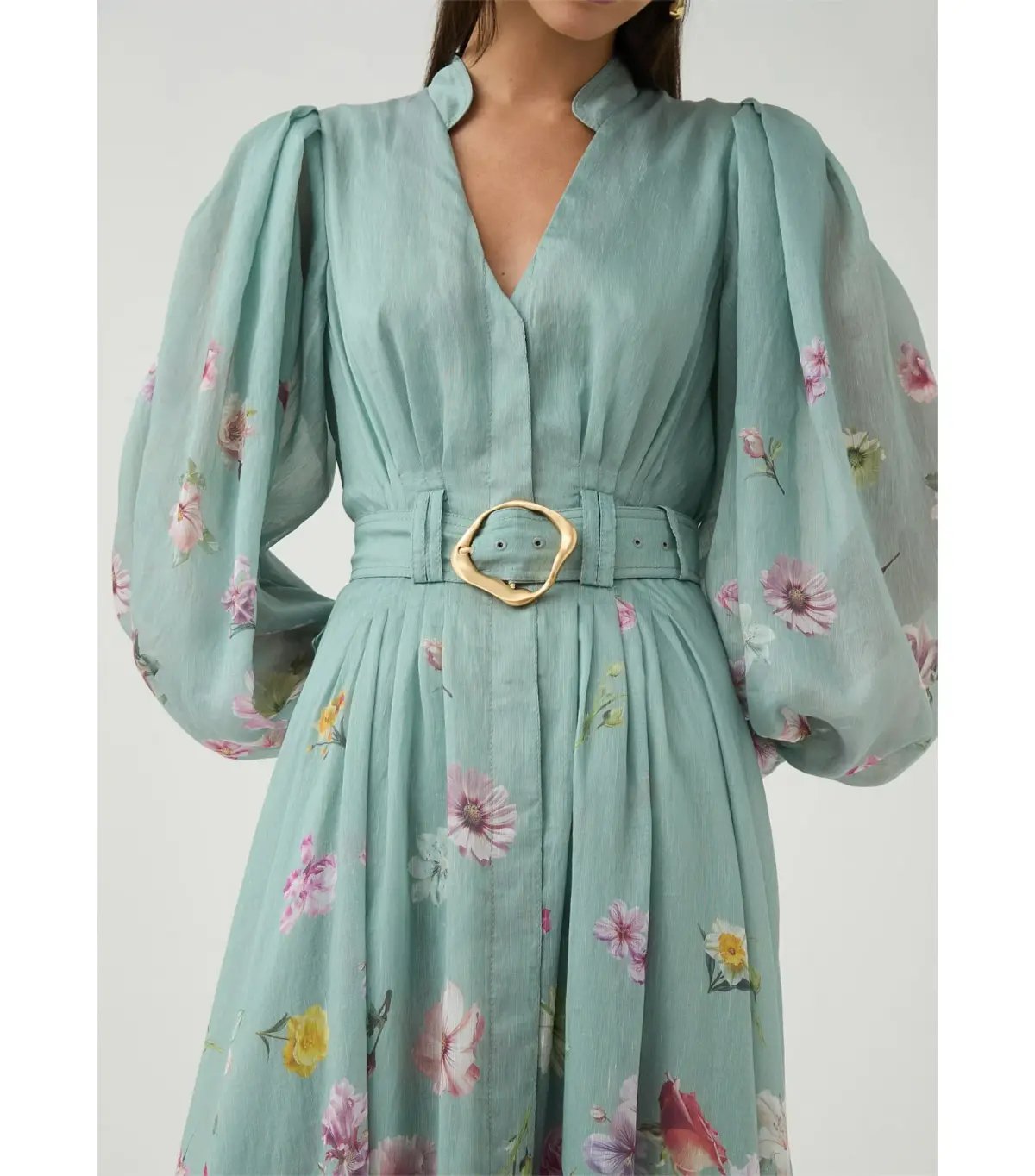 Aje Fleur Shirt Dress Mist Collage Floral Size 10/M photo 2