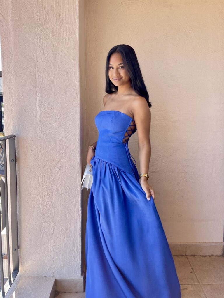 Shona Joy Vento Lace Up Strapless Maxi Dress photo 8