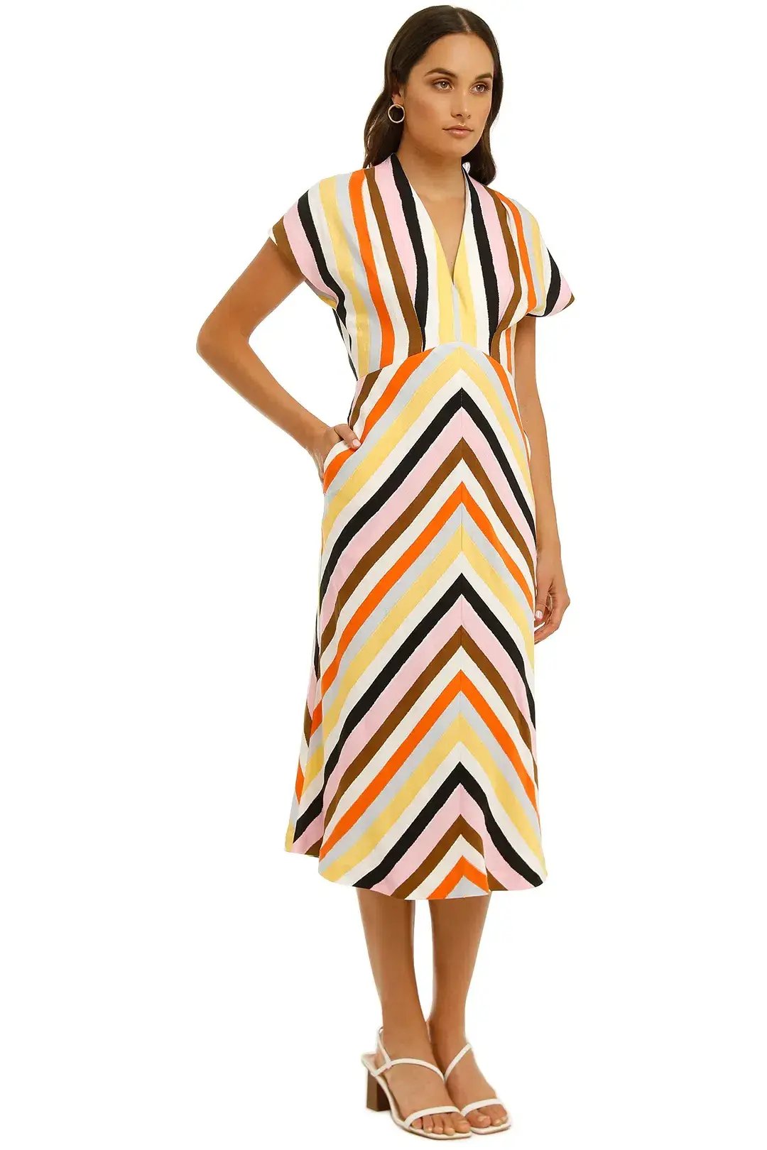 Rebecca Vallance Franklin SS Midi Dress Multi Size 8 photo 2