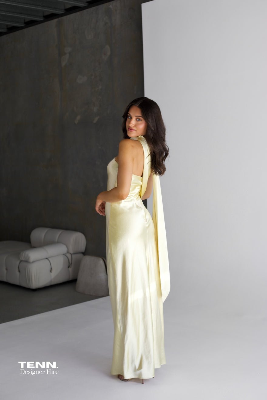 Misha Collection Lilia Satin Maxi Dress - Soft Yellow photo 2