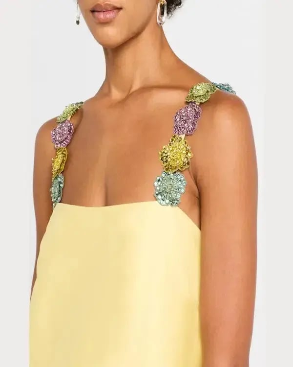 ALEMAIS Lolita Floral Beaded Mini Dress Yellow 10 AU photo 9