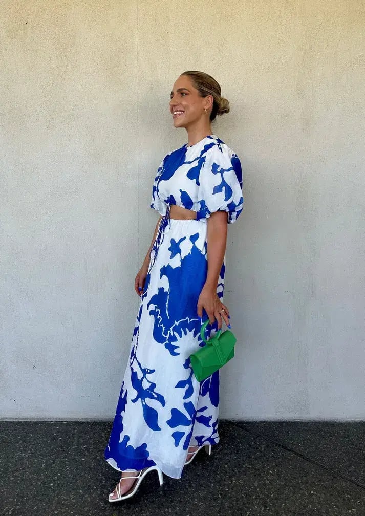 Sir The Label Vivi Puff Sleeve Maxi Dress Merce Abstract Print Size 1 /Au 10 photo 6