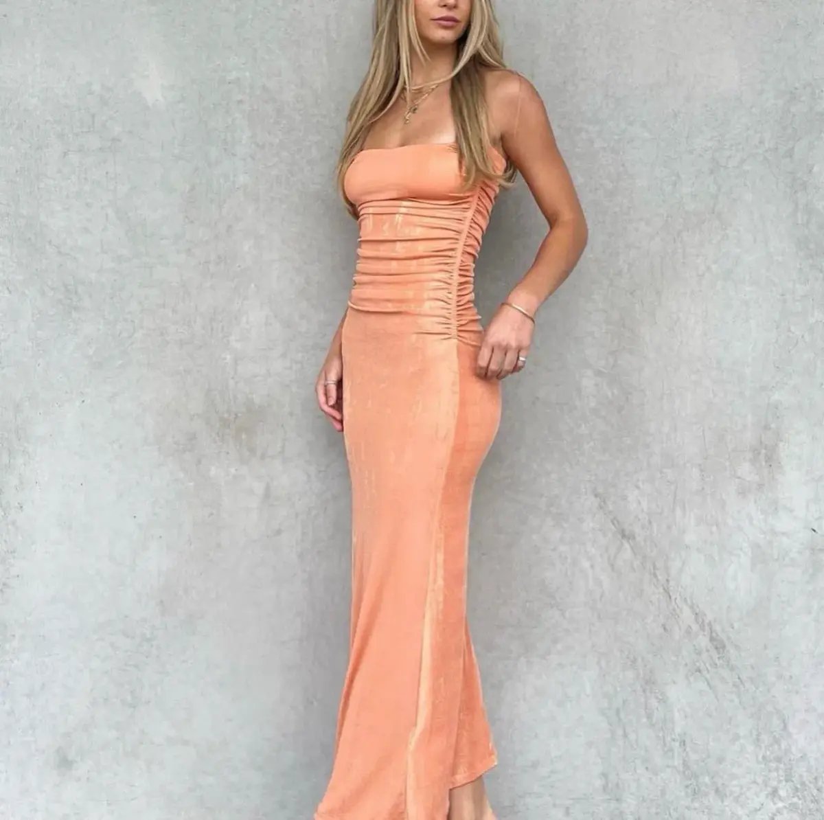 Diesel D-thru Metallic Jersey Dress Peach Size 12 photo 2