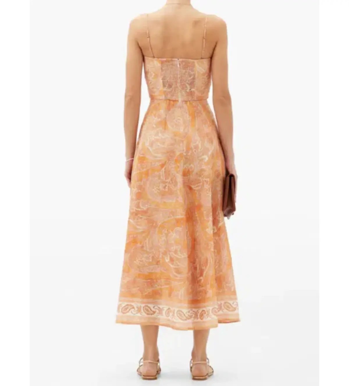 Zimmermann Brighton Tie-waist Paisley Midi Dress Orange/Print Size 0/Au 8 photo 4